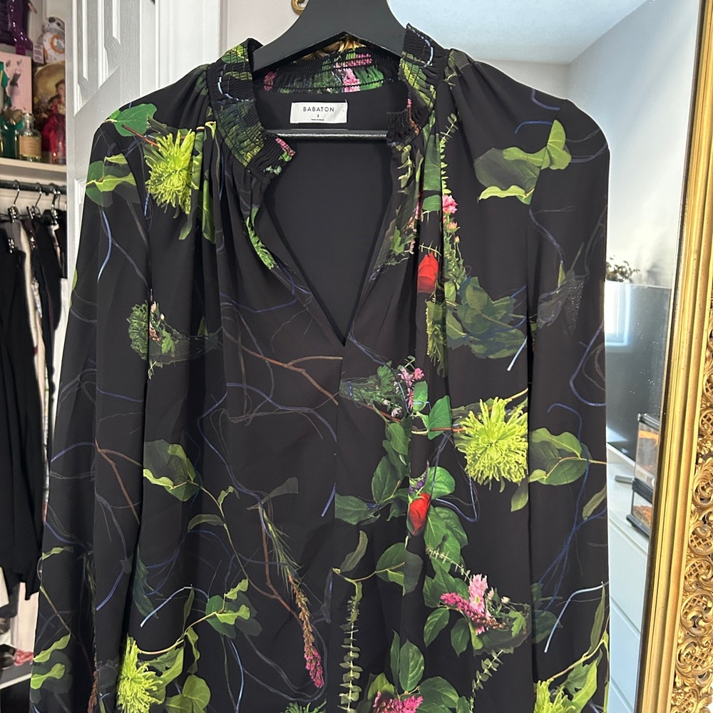 Aritzia Black Floral Blouse